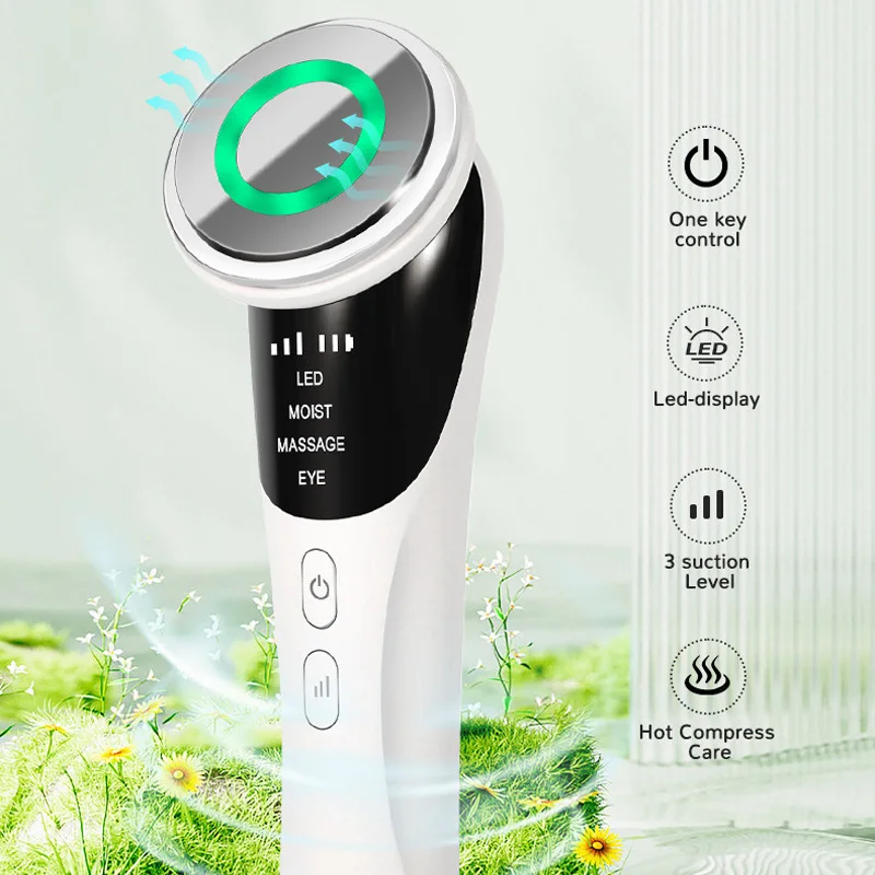 Micro corrente 4 in 1 massaggiatore facciale dispositivo di bellezza del collo compressione fredda e calda ringiovanimento della pelle sollevamento rassodante pulizia profonda