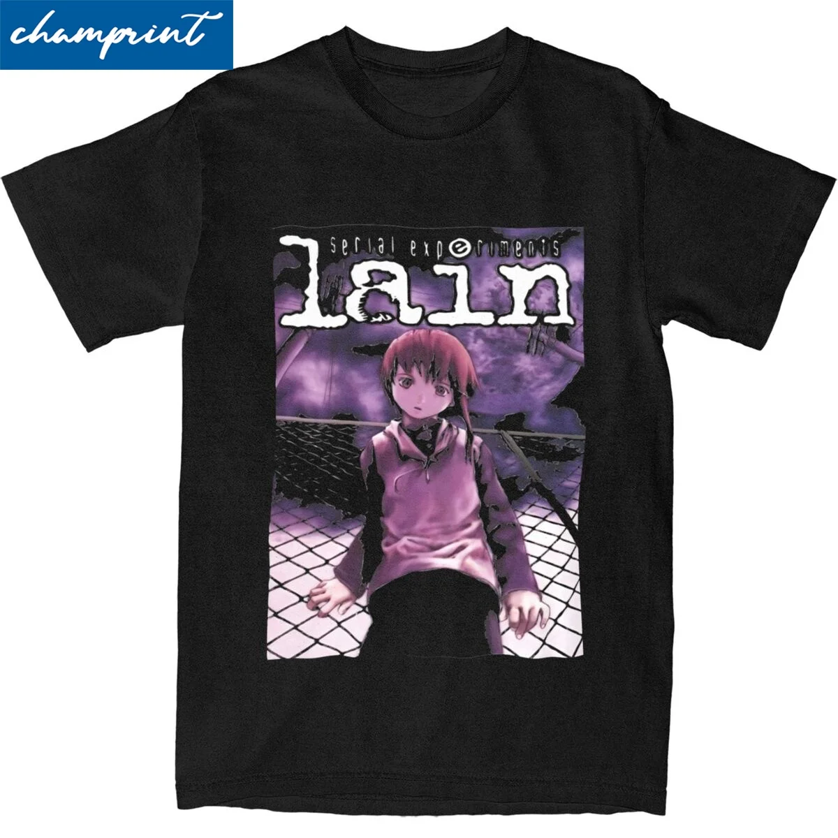 Serial Experiments Lain Poster Classic T-Shirts Men Women Vintage Cotton Round Collar Short Sleeve T Shirt Plus Size Clothing