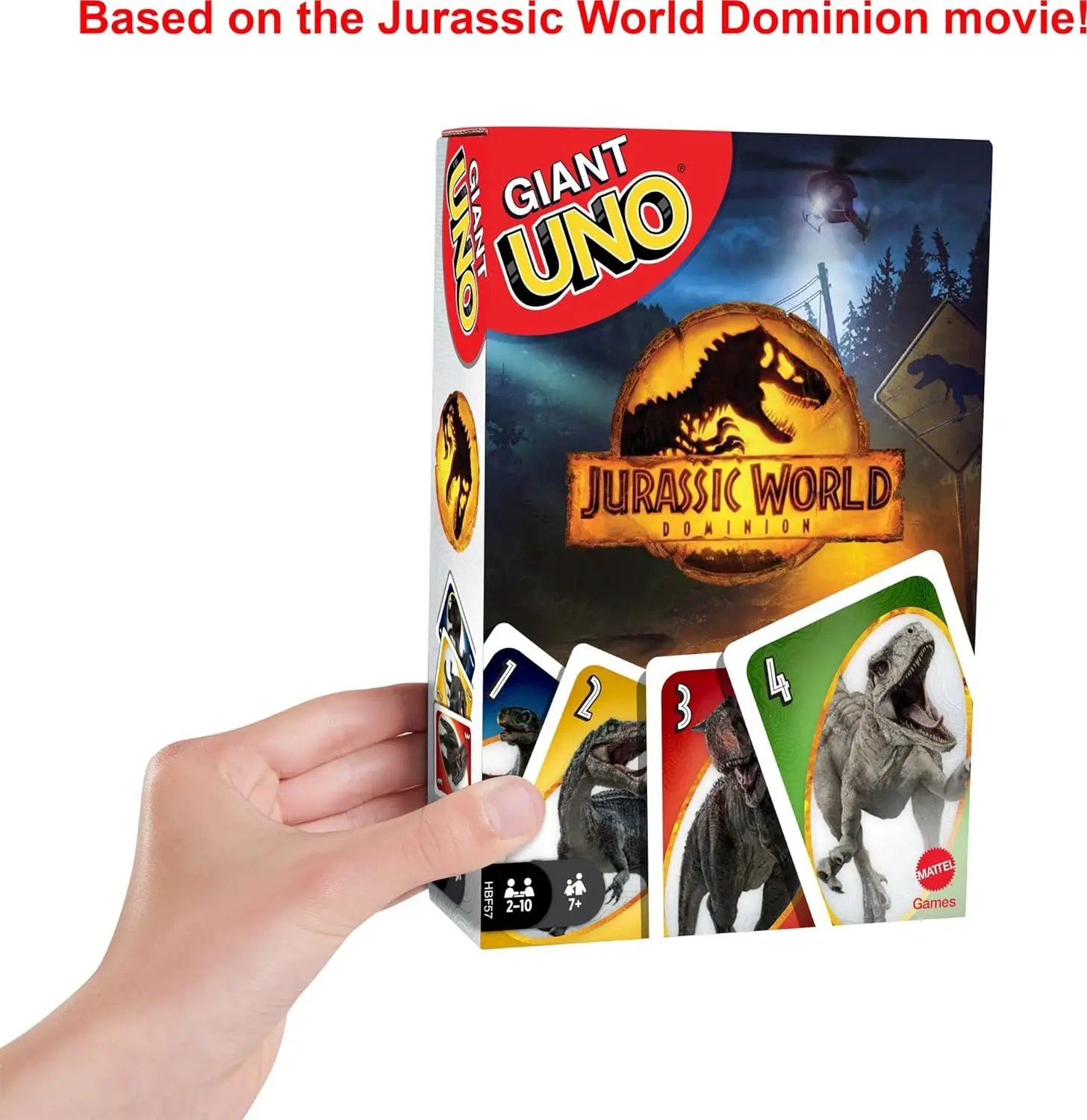 Mattel Games Large UNO Jurassic World Dominance Card Game, suitable for children and gaming nights, with oversized cards and cus