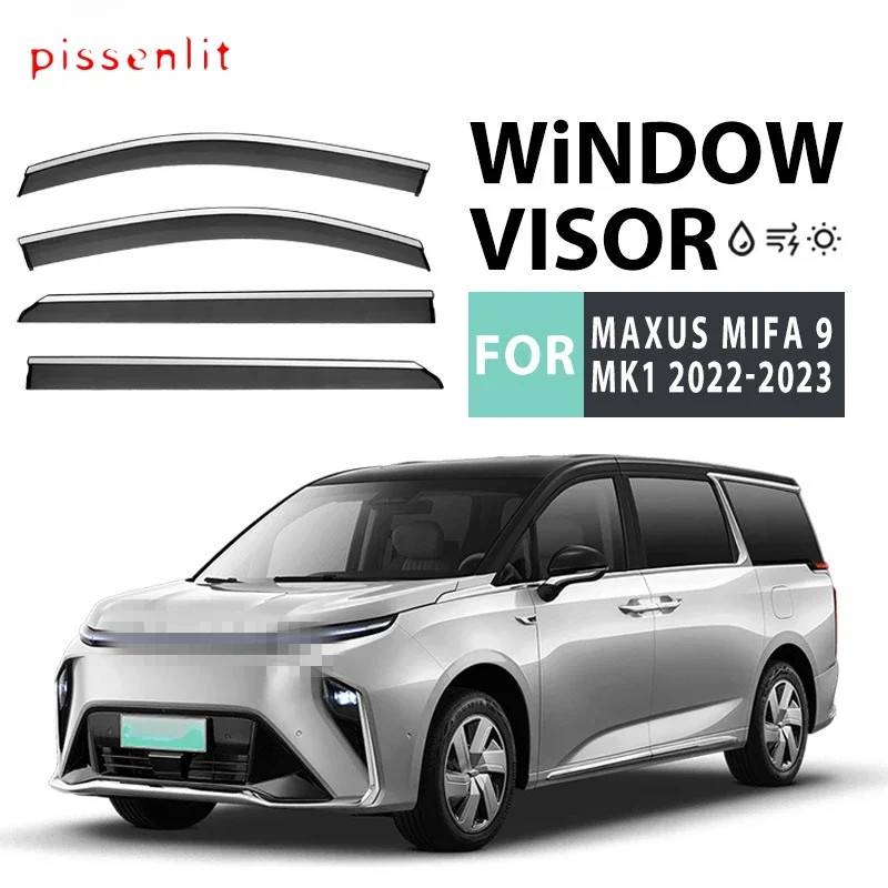 Window visor For MAXUS MIFA 9 2022 2023 Accessories Bright Strip Deflectors Visors Rain Guard Door Visor Vent Shades Ventvisor