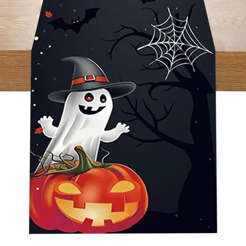 Halloween Table Runner Halloween Party Decoration Kids Favors Spooky Pumpkin Ghost Table Runner Trick or Treat Party Supplies