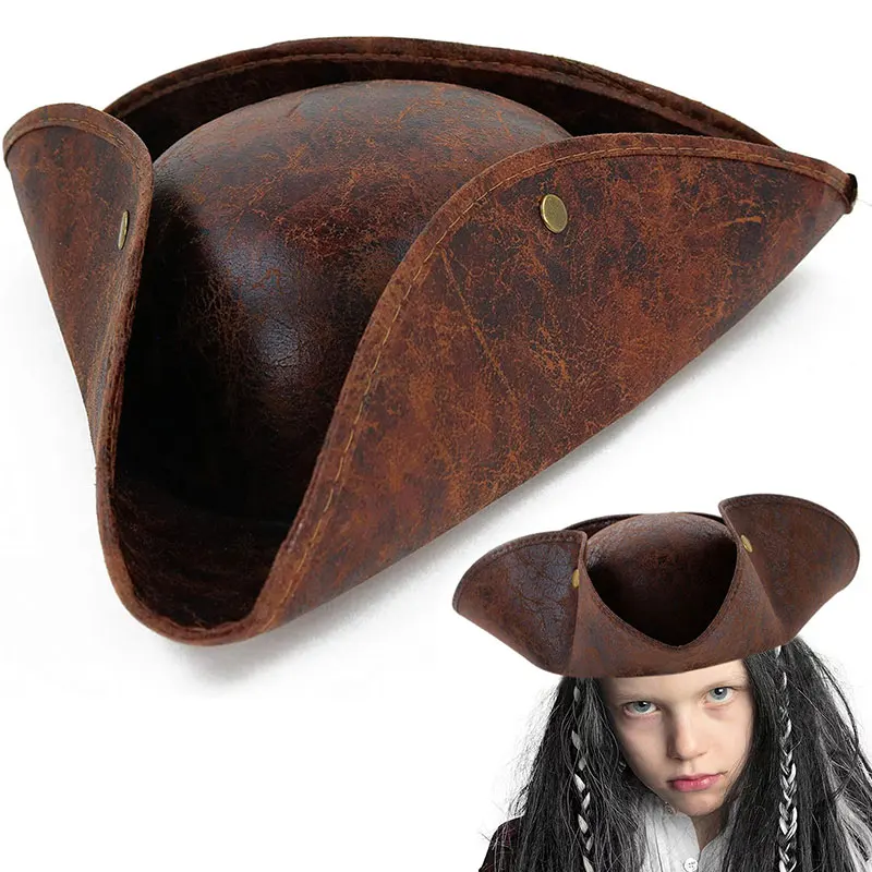 Children / Adult Pirate Hat Costume Brown Caps Jack Captain Pirate Cosplay Accessories Halloween Masquerade Party Decorations