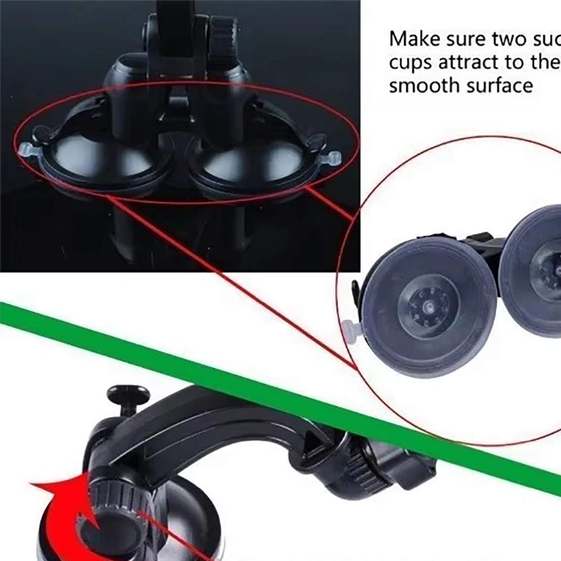 حامل كوب شفط مزدوج مع قوة شفط أكبر لـ GoPro Hero 5/4/3+/3/2/1/ حامل ثلاثي القوائم، 1/4 خيط للكاميرا ثلاثي القوائم، 1/4-20