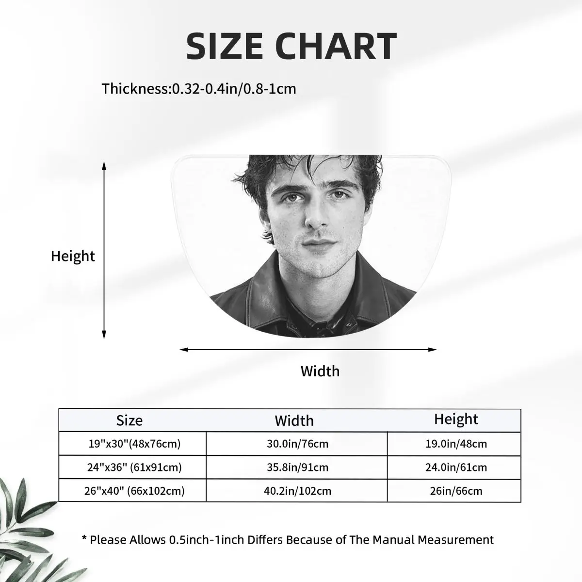 Jacob Elordi Australian Actor Soft Flannel Half Round Doormat Non Slip Bathroom Mat Absorbent Floor Carpet for Laundry Room
