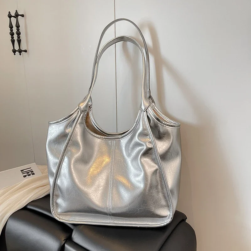 

Women Tote Bag Fashion Underarm Pouch Large Capacity Soft Pu Leather Shoulder Bag Casual Portable Commuting Handbag Bucket Bags