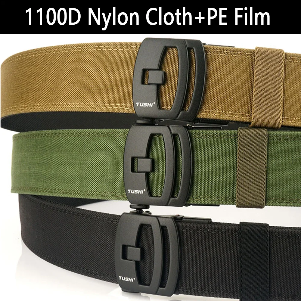 TUSHI Brand 5CM Wide Double-Layer Reinforced Automatic Buckle Shooting Training Quick Hanging Pistol Nylon Belt Outdoor Leisure