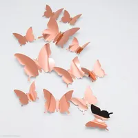 12pcs/set DIY Mirror Butterfly Combination 3D Butterfly Wall Stickers for Art Home Room Decoration Aesthetic Room Decor Bedroom