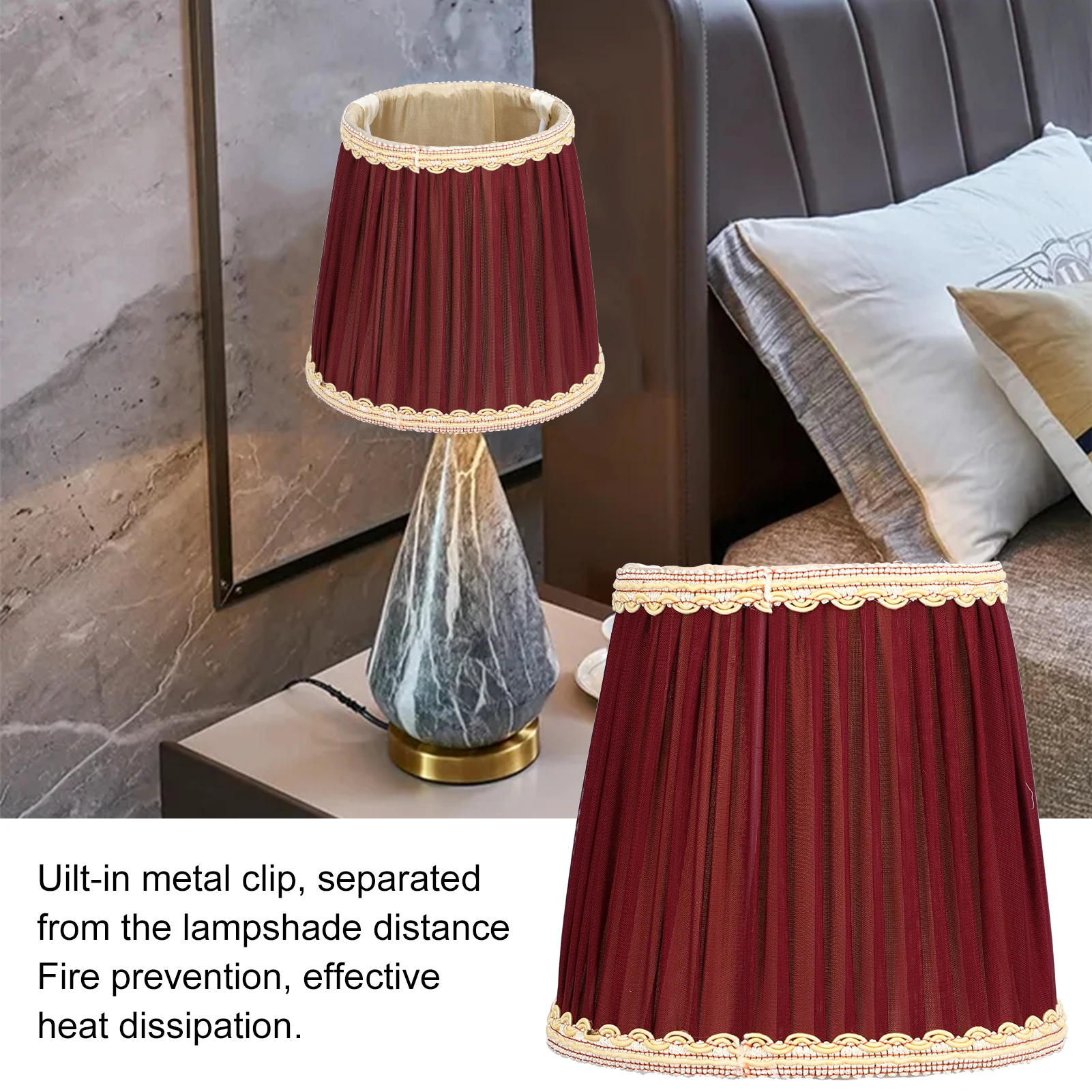 E14 Fabric Lamp Shade Wine Red Modern Clip On Lampshade for Home Wall Candle Table Lamps Candle Lamp Shade Fabric Lampshade