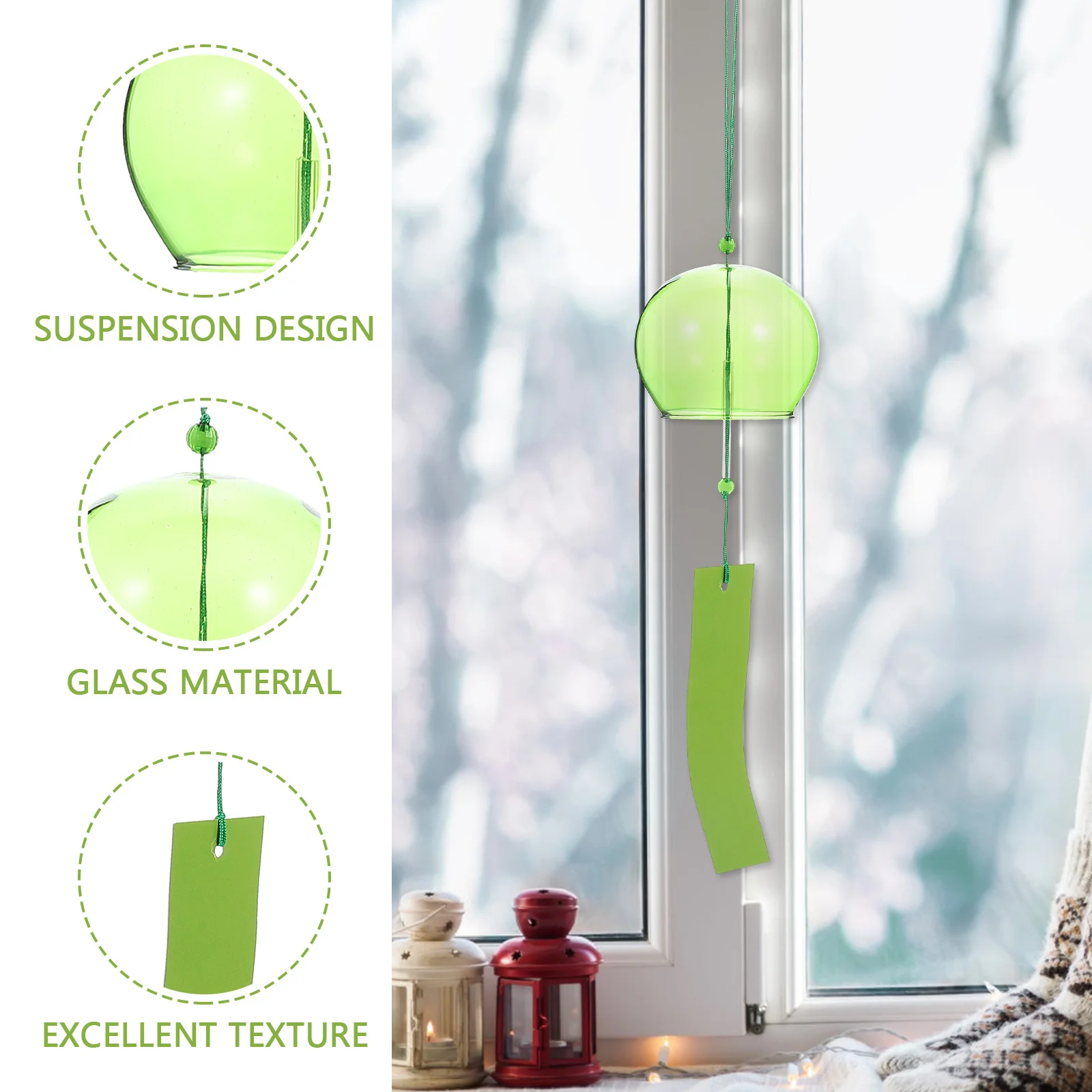 

6Pcs Clear Glass Wind Chimes Decorative Hanging Wind Bells for Outdoor Garden Balcony Home Window Relaxing Sound