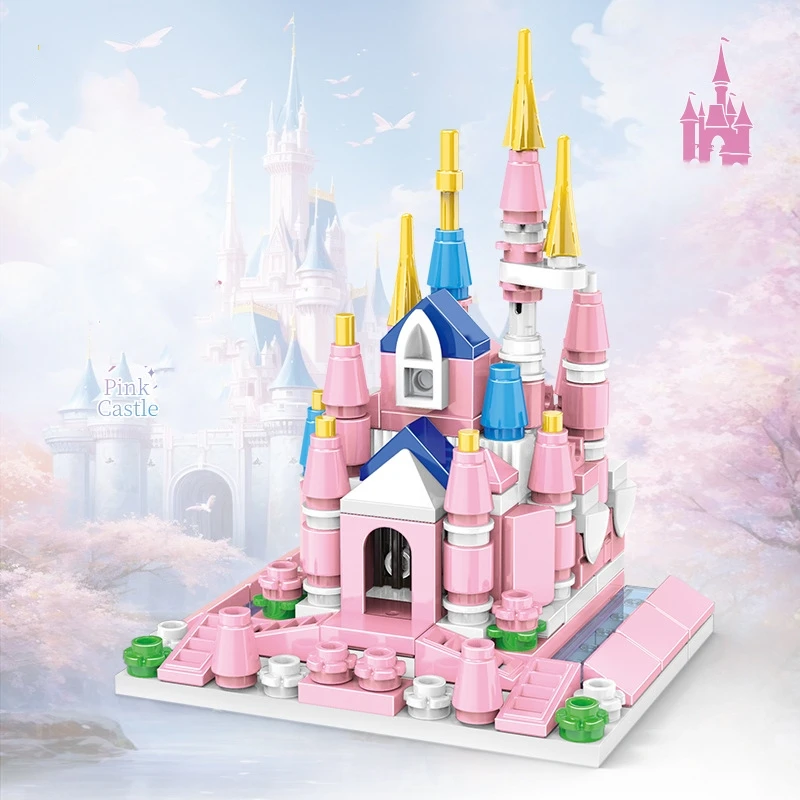 City Series Girls Pink Castle Building Block Create Unique Structures Classic DIY Model Brick Toys Gift for Children Kids