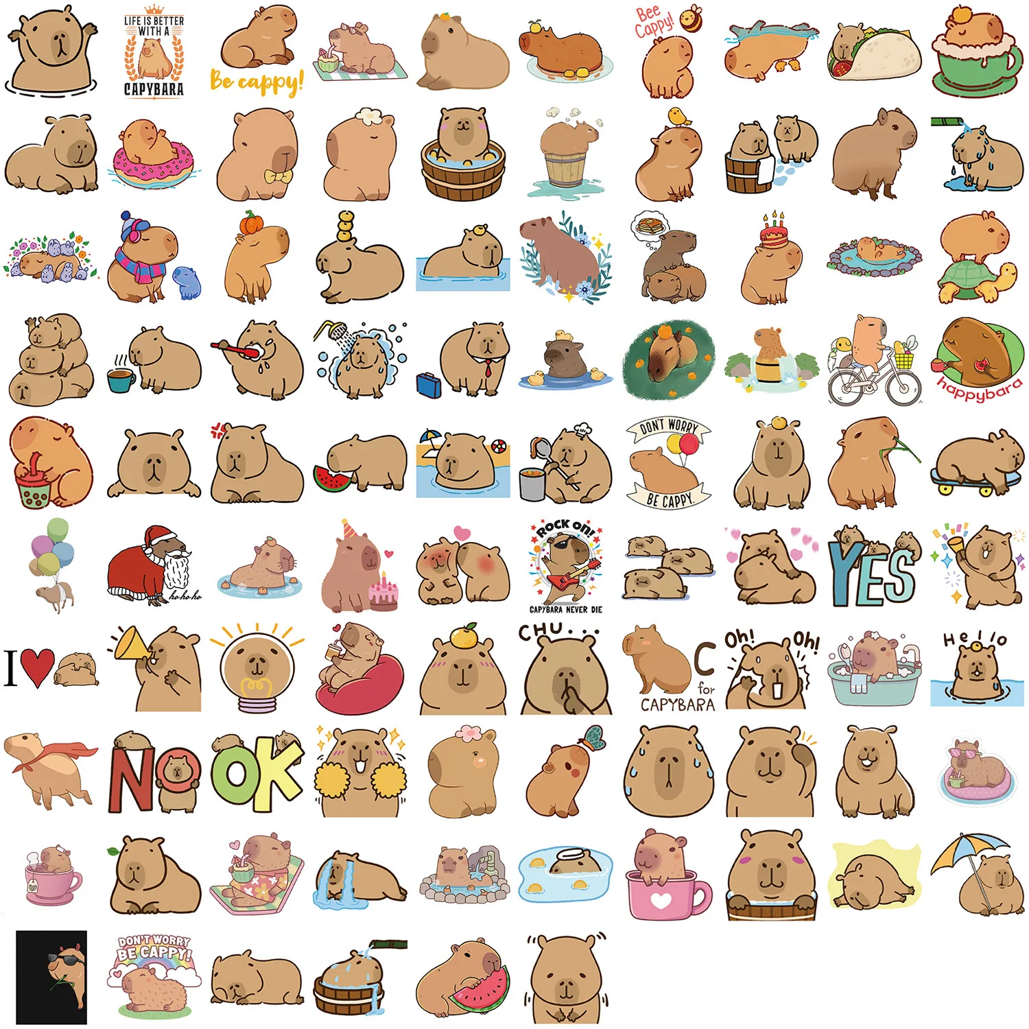 50/100PCS Nette Capybara Tiere Cartoon Graffiti Aufkleber Telefon Gitarre Laptop Notebook Koffer Tasse Wasserdichte Aufkleber Kinder Spielzeug