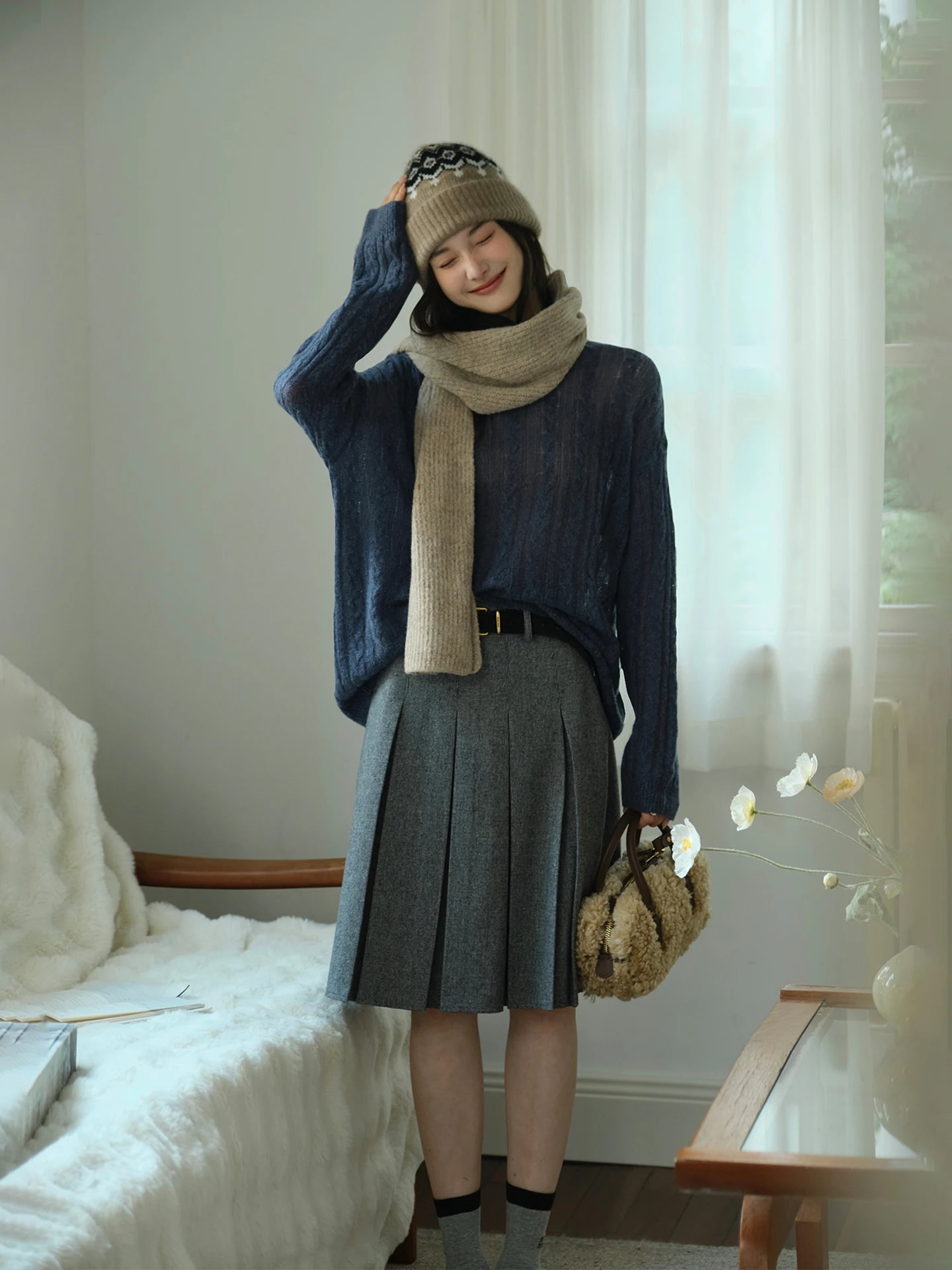 

ChillCozy: Новый осенний вязаный свитер-пуловер с круглым вырезом из смесовой шерсти, мягкий, повседневный, с эффектом косички, для женщин