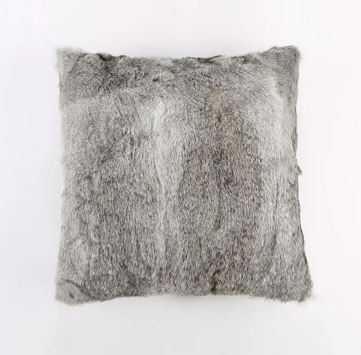 Soft and Cheap Cushion Covers Patchwork Real Rabbit Fur Pillow