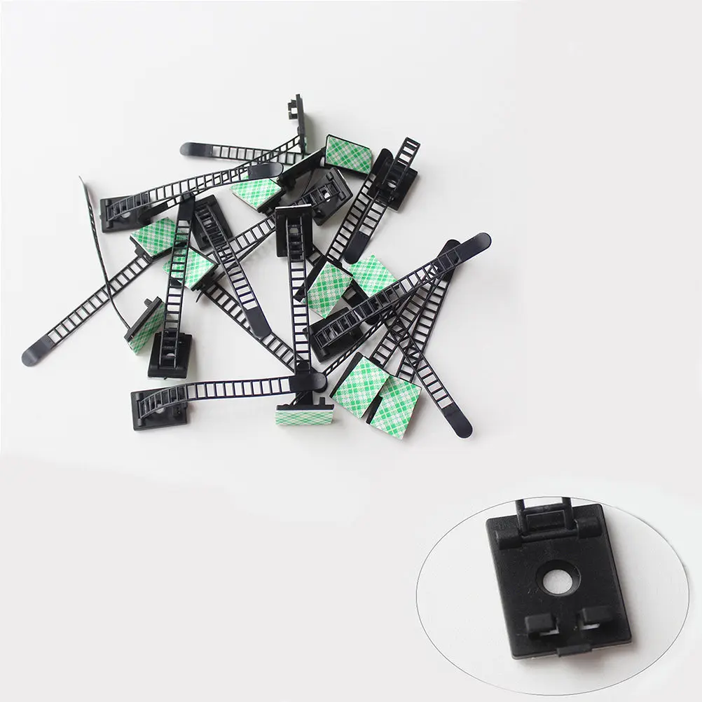 

200 шт. самоклеящихся плоских фиксаторов для проводов, держателей кабелей, органайзеров для шнуров, черных зажимов для компьютерных кабелей