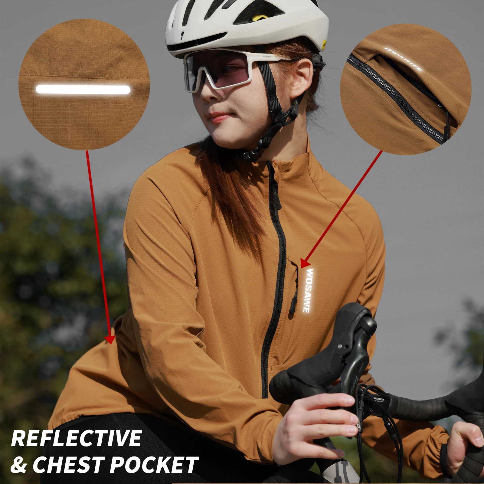 WOSAWE Cycling Windbreaker Unisex Summer Bicycle Jacket Windproof Breathable Sunscreen Running Hiking Riding Long Sleeved Coat