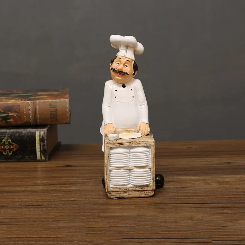 الحرف اليدوية ريفي مخبز الشيف تماثل صمغي مقلد نموذج مزرعة كعكة متجر ديكور مضحك دمية عرض المطبخ الشيف تمثال #1