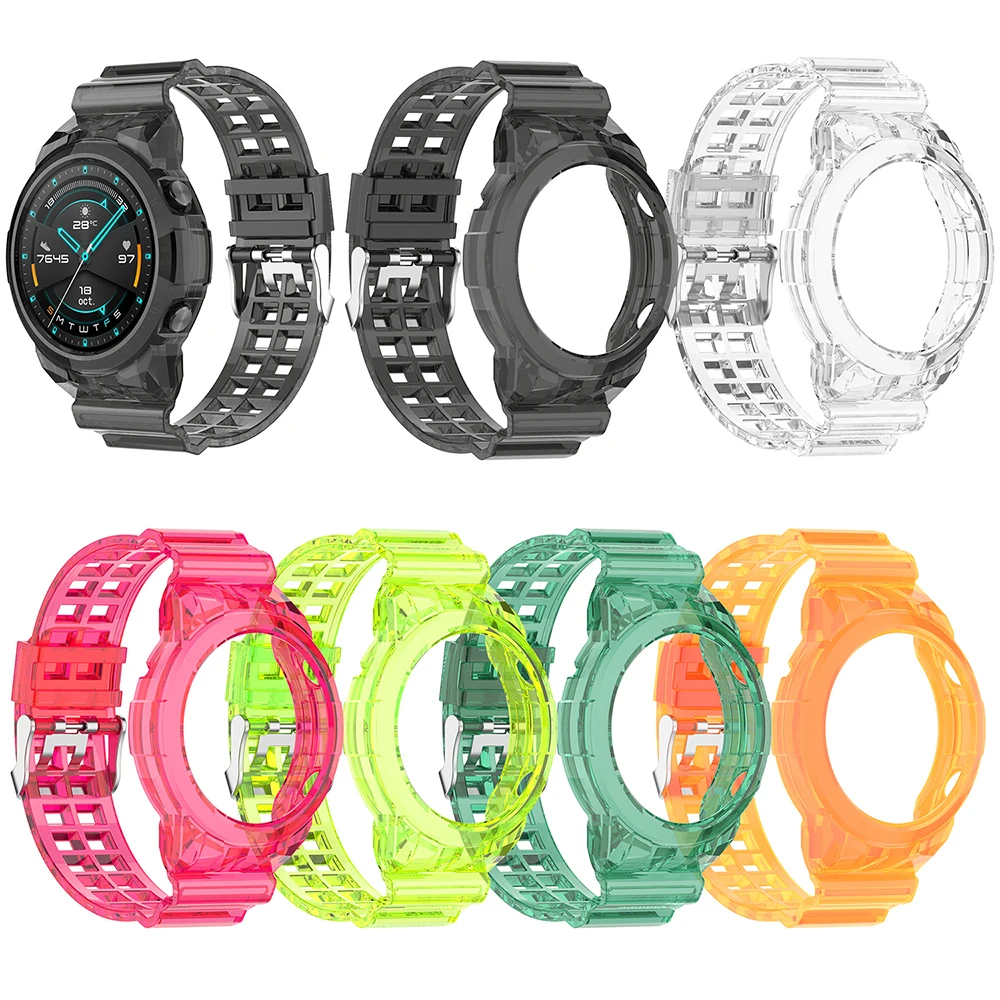 حزام TPU شفاف لساعة HUAWI ، سوار ساعة مدمج ، GT2 46