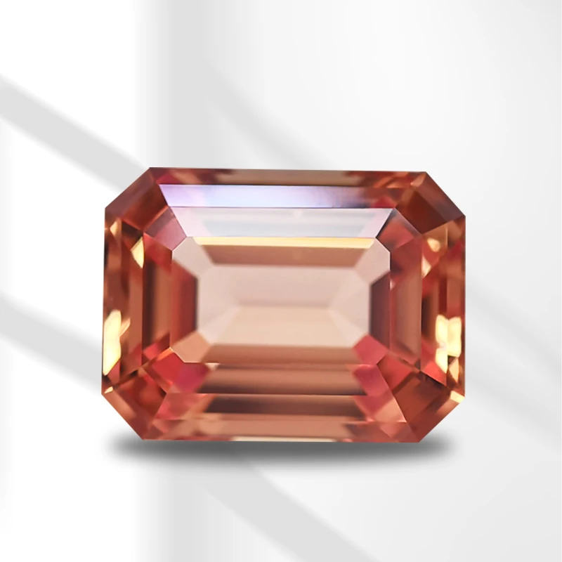

Искусственный сапфир цвета закатного оранжевого оттенка, огранка изумруд, VVS1, для изготовления ювелирных украшений, с возможностью выбора, с сертификатом AGL