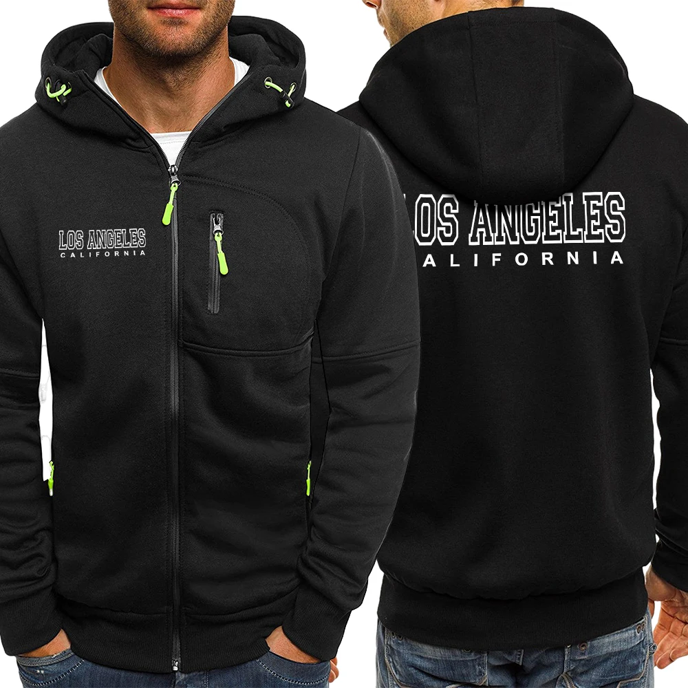 

California In Usa Design Men Zipper Jackets Fashion Retro Street Streetwear Loose Casual Hoodies Fleece Soft Clothing For Man