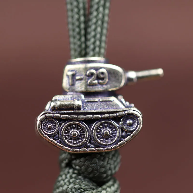 T29 Tank Model Brass Knife Beads Outdoor EDC Umbrella Rope Keychain Pendants DIY Paracord Bracelets Accessories Lanyard Hangings