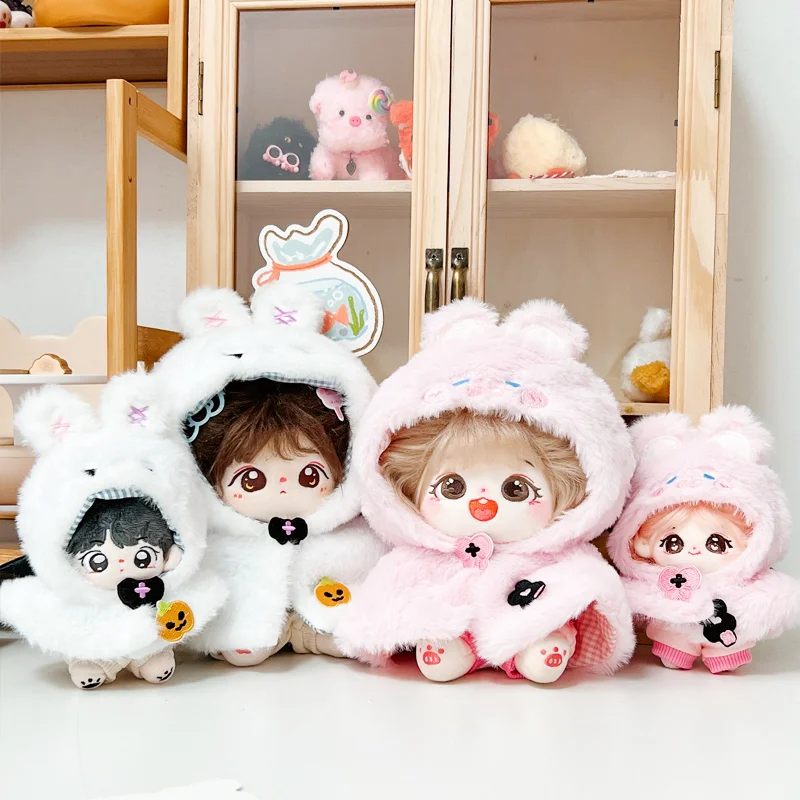 10 cm bambola di cotone senza attributo abbigliamento invernale caldo mantello scialle piccolo diavolo coniglio bambola di cotone super carina Kawaii vestito per