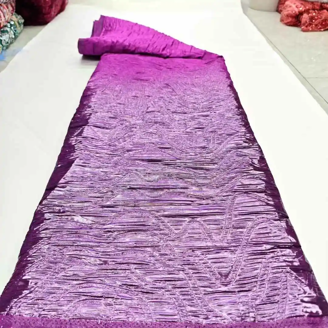 Brocade Lace Fabric Nigerian High Quality 2025 African Jacquard Lace Fabric Elegant Sewing For Women Party Dresses,5Yards