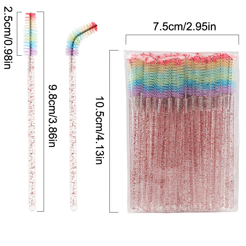 Brosse à cils jetable en cristal coloré, peigne, Extension de cils, baguettes de Mascara, maquillage professionnel, outil de beauté, 50 pièces