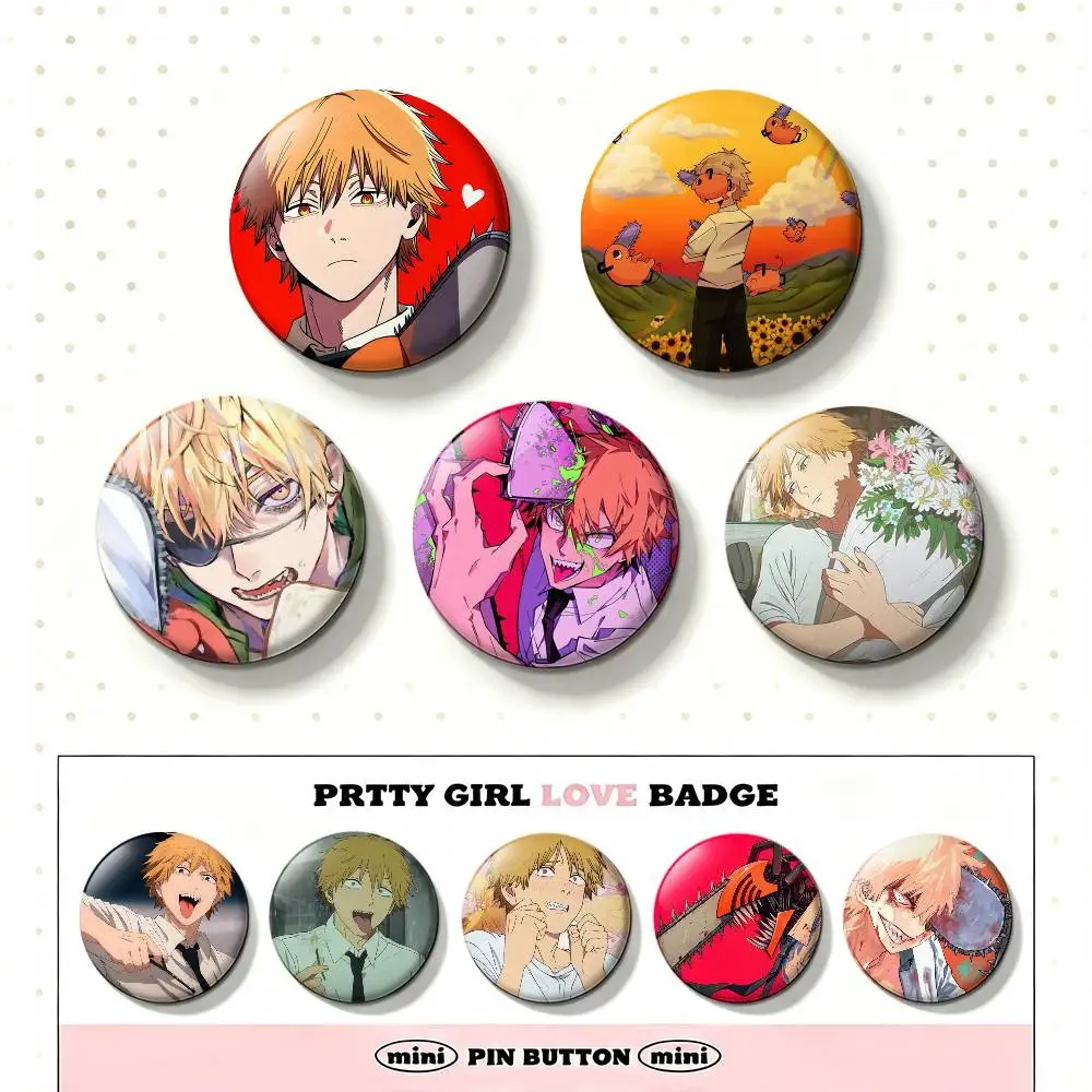 C-Chainsaw-man Denji Badges 25 32 44 58 75 mm Round Fans Collect Friends Gifts Brooch Souvenir