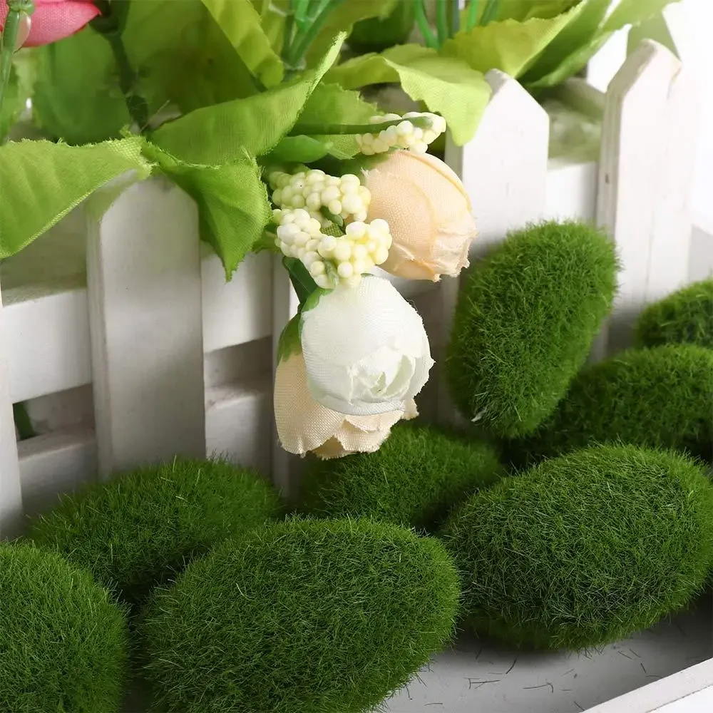 

10PCS Artificial Green Moss Ball Fake Stone Simulation Plant Diy Decoration for Shop Window Hotel Home Office Plant Wall Decor