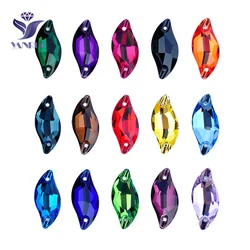 YANRUO 3254 Leaf All Color S Shape Sew On Strass Glass Crystal Flat Back Stones cucito Strass Applique per il vestito