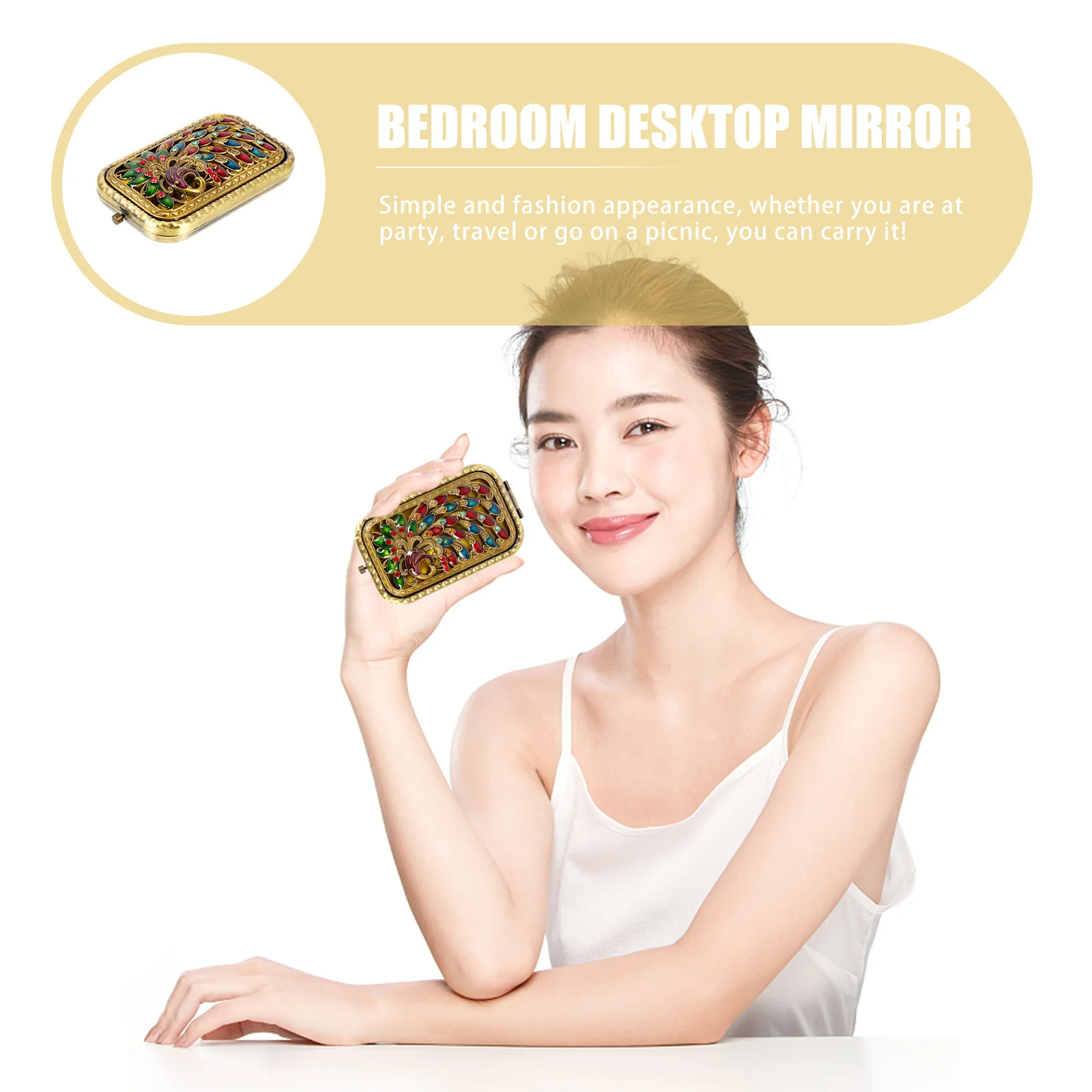 Portable Dual-Sided Metal Makeup Mirror Folding Compact Design Durable Mirror for Travel Outdoors Portable Mirrors