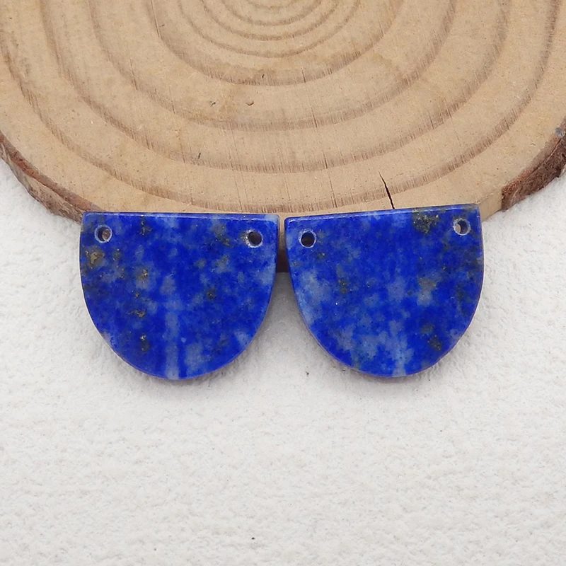 

Semiprecious Natural Stone Lapis Lazuli Double Holes Earring Bead Accessories For Fashion Jewelry DIY Making 17x14x3mm 3.8g