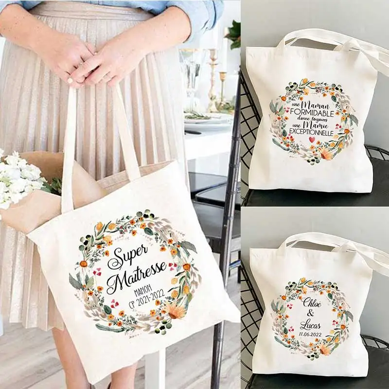 

Personalized Teacher & Bridesmaid Tote Bags, Custom Name Maid Of Honor Handbag, Bridal Shower Party Gifts