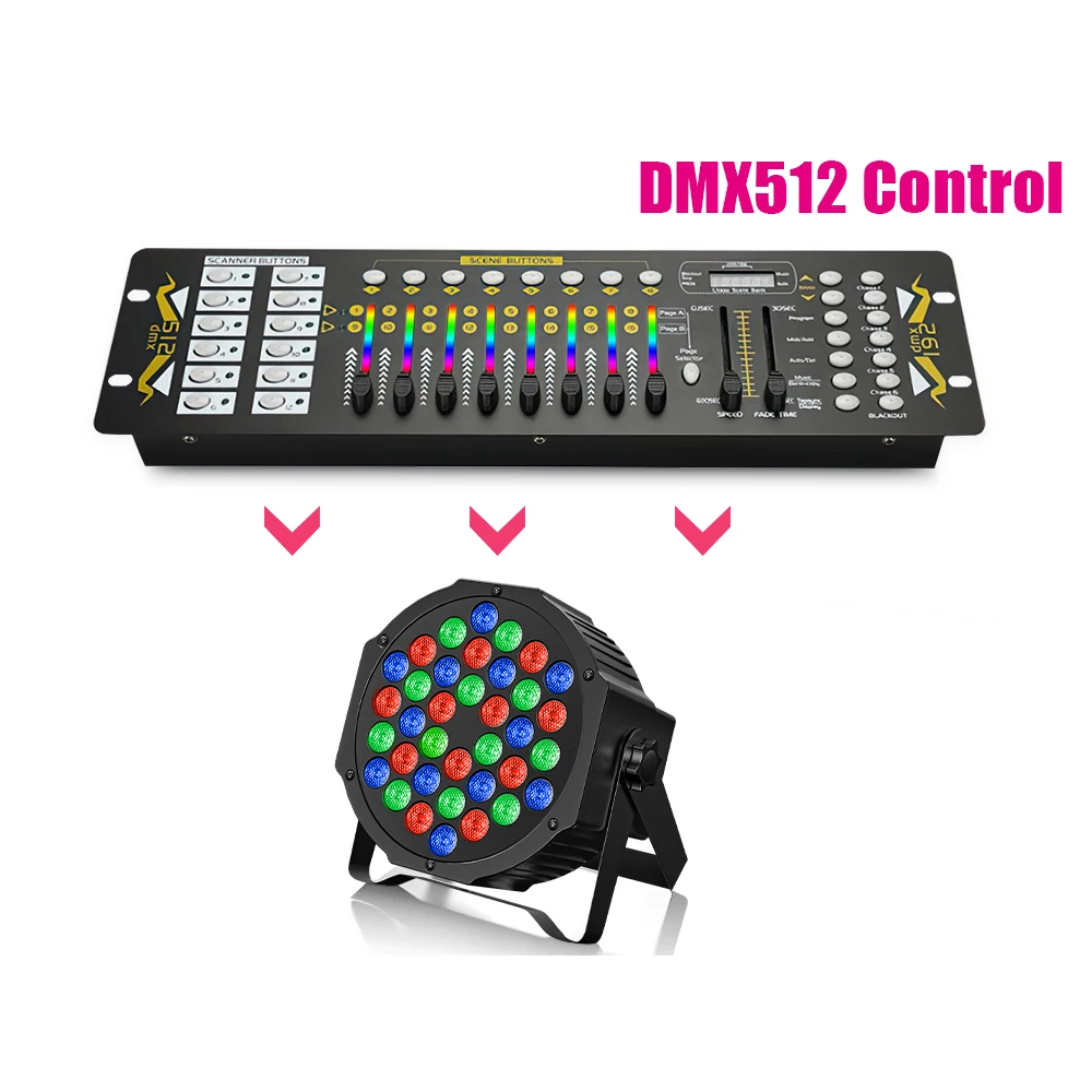 Fieryzeal 4PCS LED Par Light 36LED RGB DMX Stage Effect Lighting Ricaricabile Piatto Par Luce per DJ Disco Party Bar Stage Light