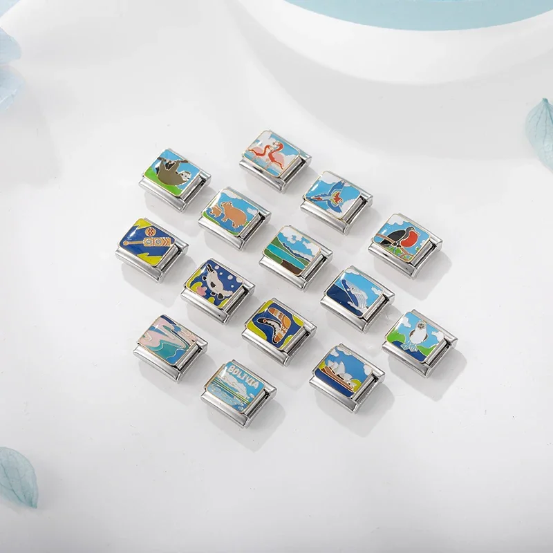 Hapiship Wholesale Women Cute Colors Animals Italian Charm Fit 9mm Stainless Steel Bracelet Drop Shipping Jewelry DJ1438