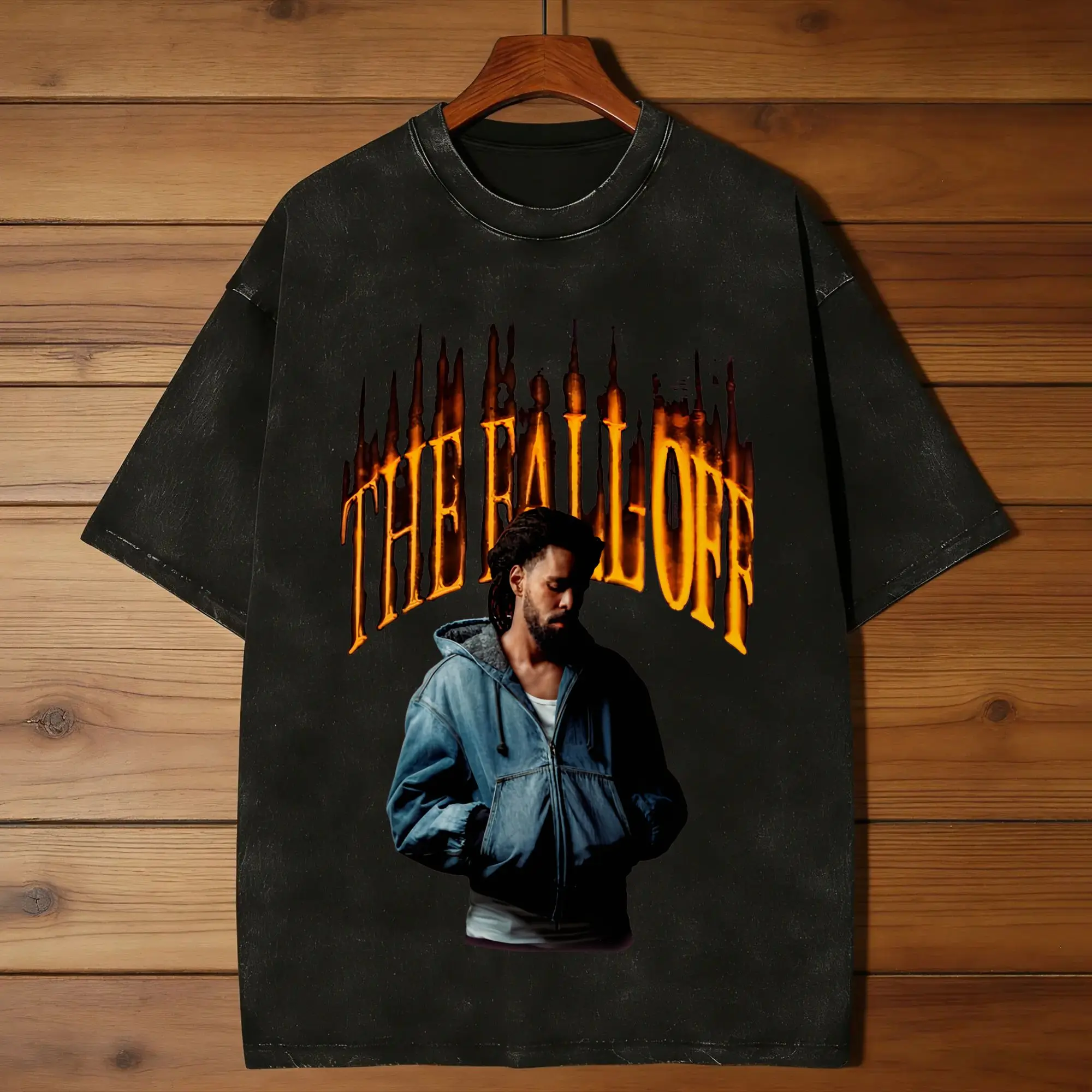 J Cole The Fall Off World Tour Men's T Shirts Washed  Tee Shirt Short Sleeve Round Collar T-Shirt Cotton Gift Idea Clothes