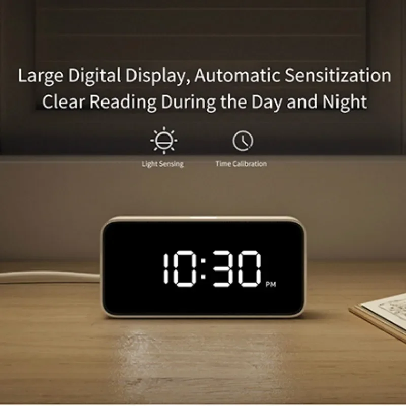 Xiaomi Mijia xiaoai นาฬิกาปลุกอัจฉริยะนาฬิกาออกอากาศด้วยเสียงนาฬิกา ABS ตั้งโต๊ะปรับเทียบเวลาอัตโนมัติโดยแอป Mi Home