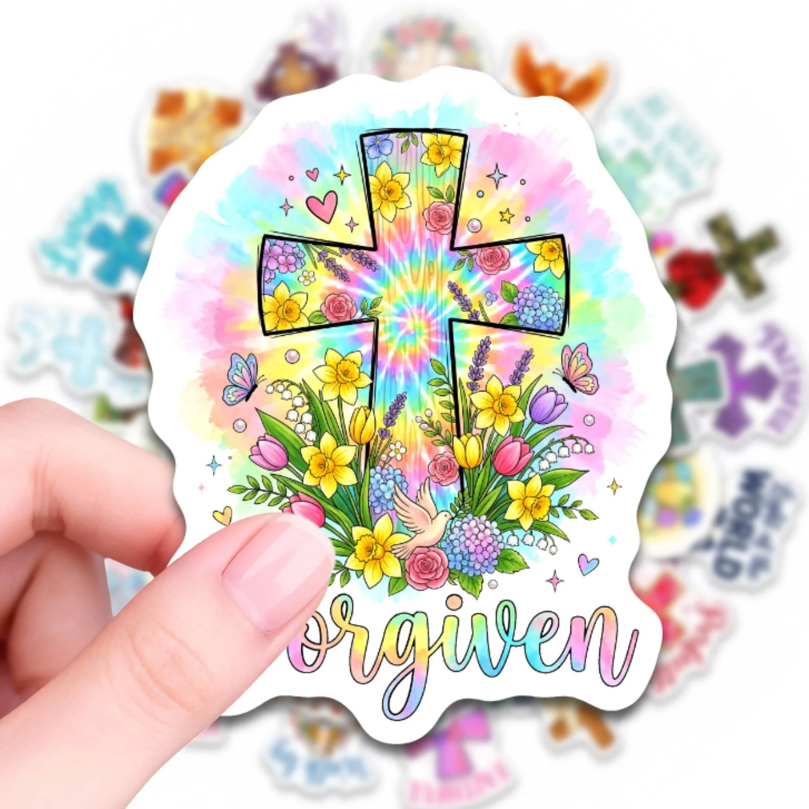 50PCS Colorful Cartoon Cross Sticker Exquisite Fashion Sticker for Phone Computer Notebook Stationery DIY Toys Secret