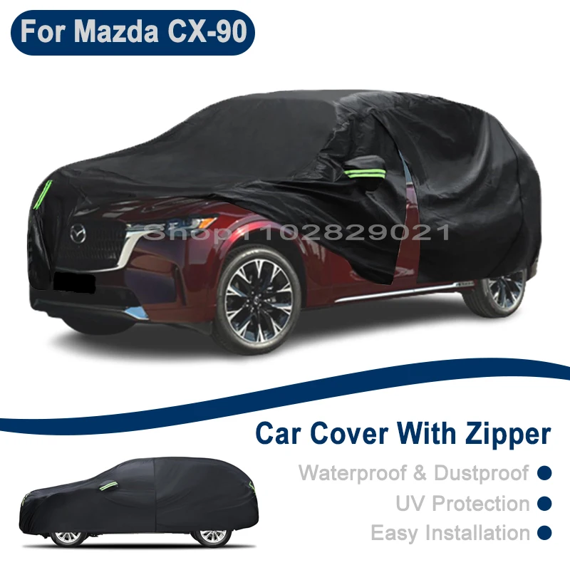 

Outdoor Full Vehicle Cover For Mazda CX-90 - Side Zipper Design, Waterproof Dustproof Sun Protection Car Cover