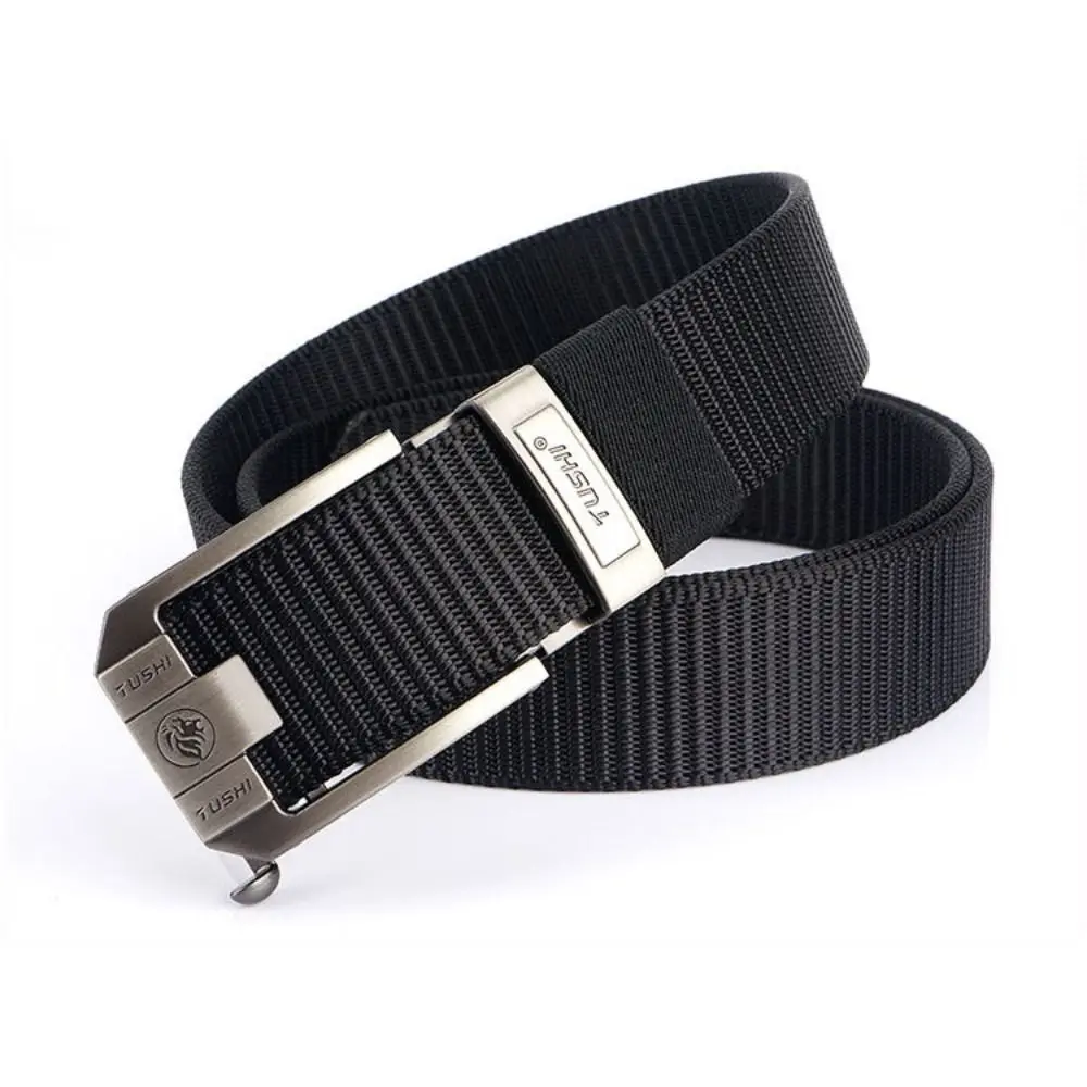 Fashion Retro Letter Men Nylon Alloy Belt Non-porous Classic Pin Buckle Belt Thicken Wear-resistant Casual Belts Business Wear