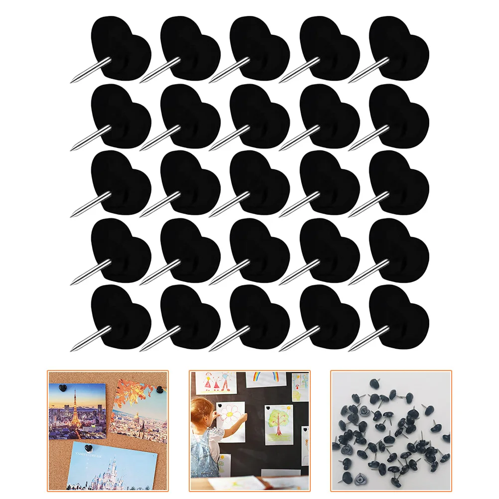 

Black Heart Shaped Push Pins Thumbtacks Map Supplies Wear Resistant ABS Office Accessories Cork Board Tacks Bulletin Board