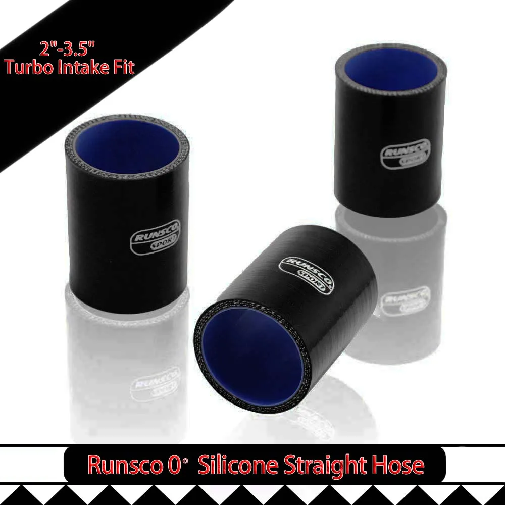 Runsco Black 0° Straight Silicone Coupler Hose ID 38/45/51/57/60/63/70/76/80/83/89/102mm for Turbo Intake Intercooler Pipe