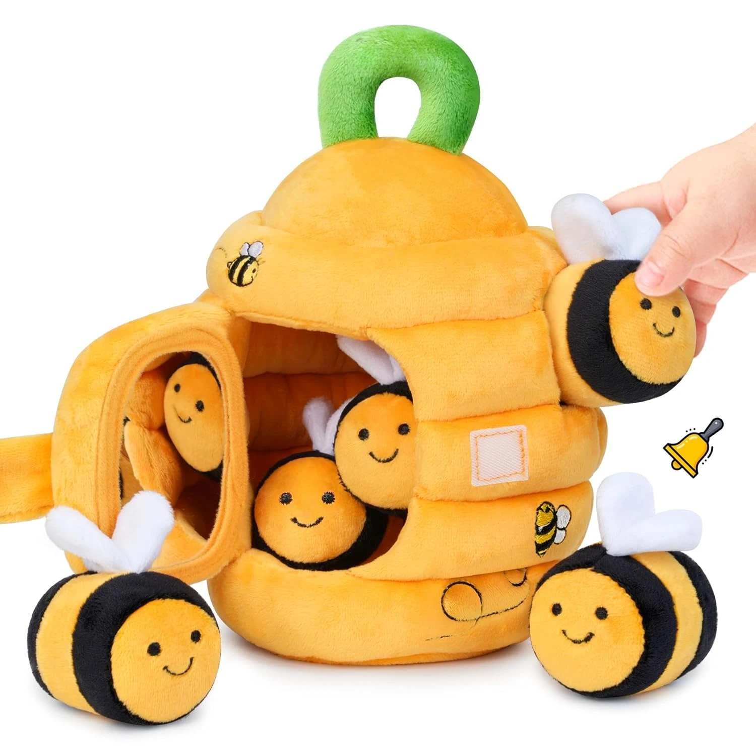 

Baby Bee Hive Sensory Toy Set with 5 Bees, rattle crinkle sound mirror design, Montessori soft toy for 0-3 years kids gift