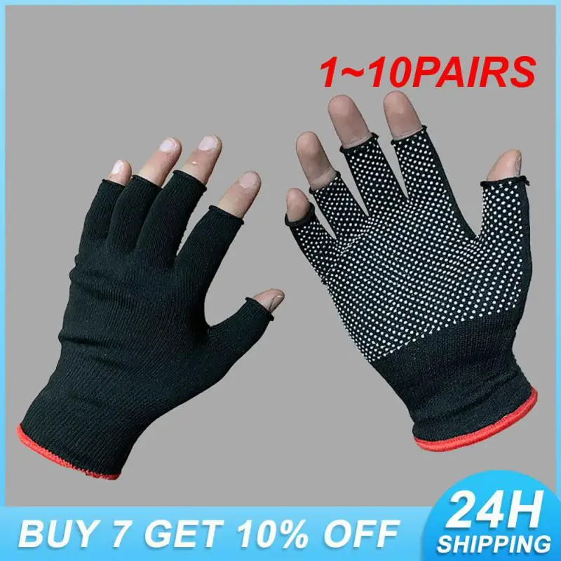 

1~10PAIRS Impact Resistance Mittens Breathable Half Finger Cycling Gloves Fishing Slip-finger Non-slip Gloves Non-slip