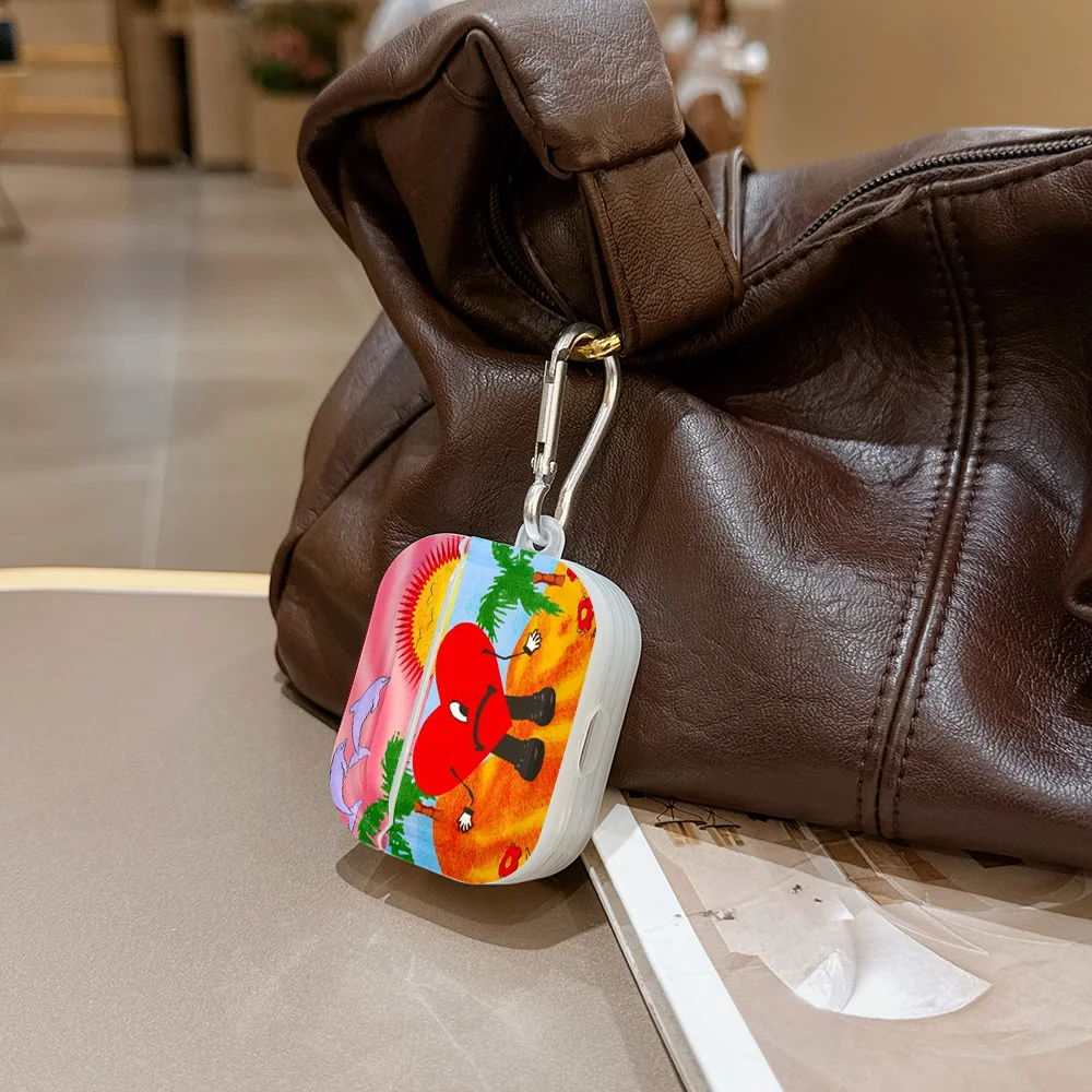 Singer B-Bad B-Bunny Transparente Silikonhülle für Airpods 4 3 Pro 2 1 Kabellose Kopfhörer Pro2 Schutzhüllen