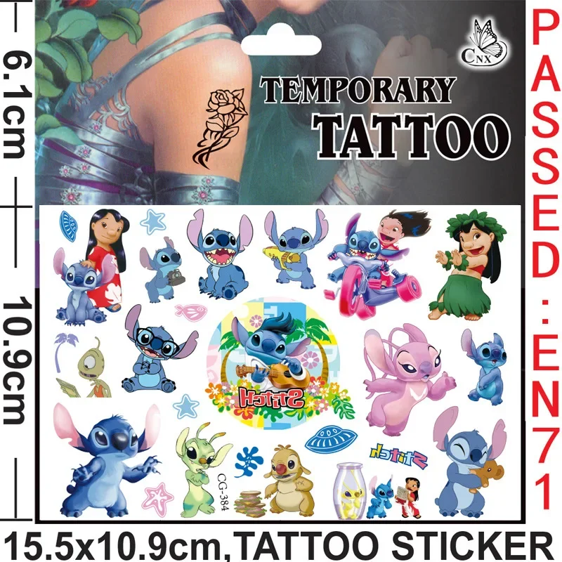 Disney Stitch Tattoo Stickers Steedy Cartoon Character Tattooes Sticker Children\'s Water Transfer Disposable Accessories