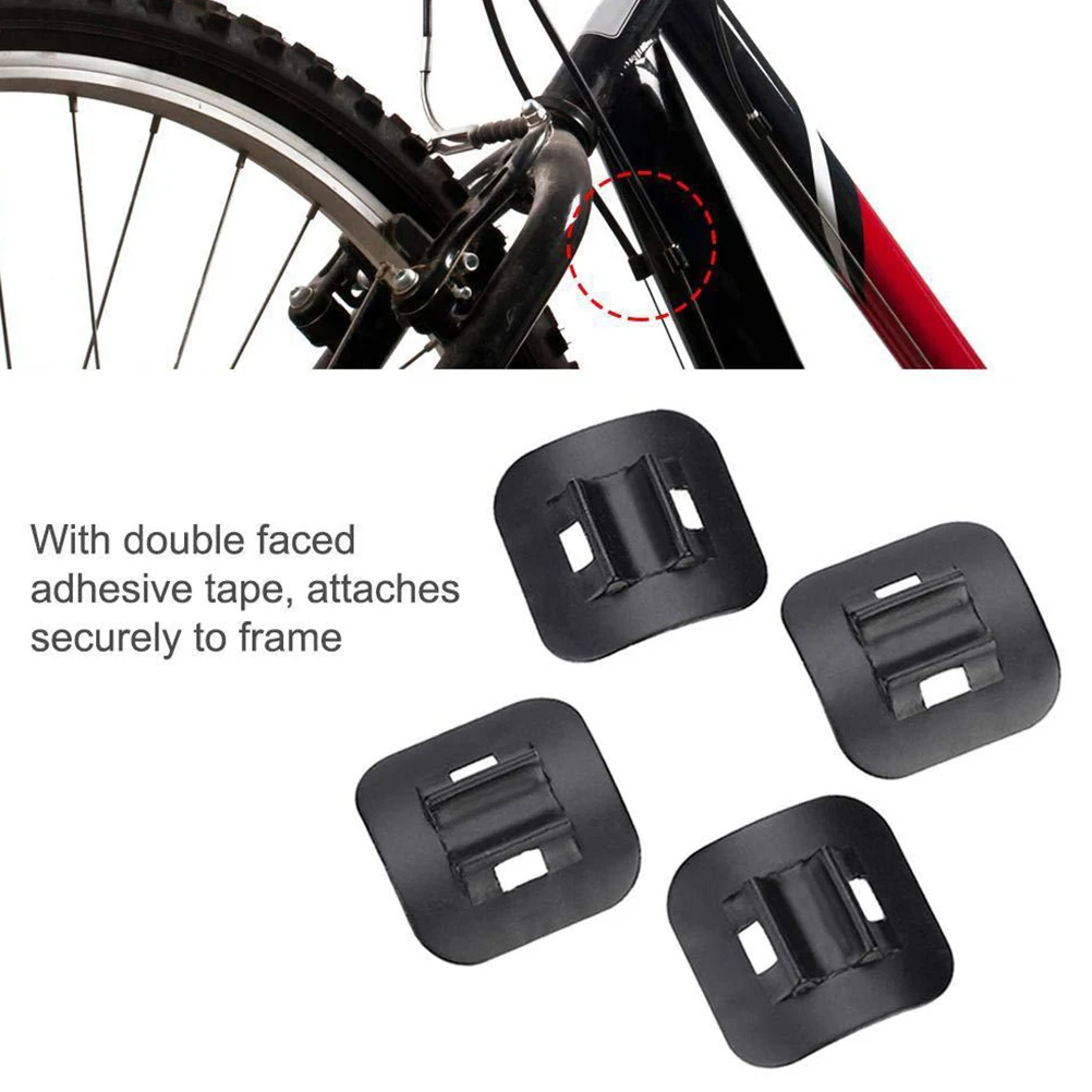 

4pcs Brake Shaped Bike Buckle for Road Folding Bikes Self-Adhesive Wire Tube Holder Cable Guide Speed