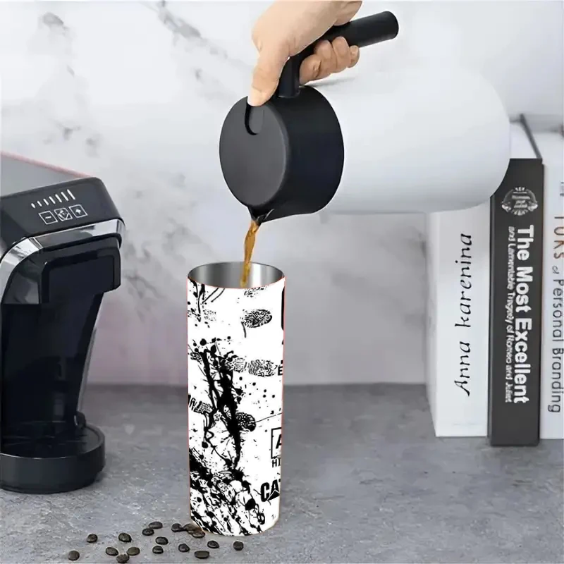 1pcs 20oz Stainless Steel-cat cup- Straight Water Anytime Bottle, Dual Wall Vacuum Cup, Stains Letter Full Print