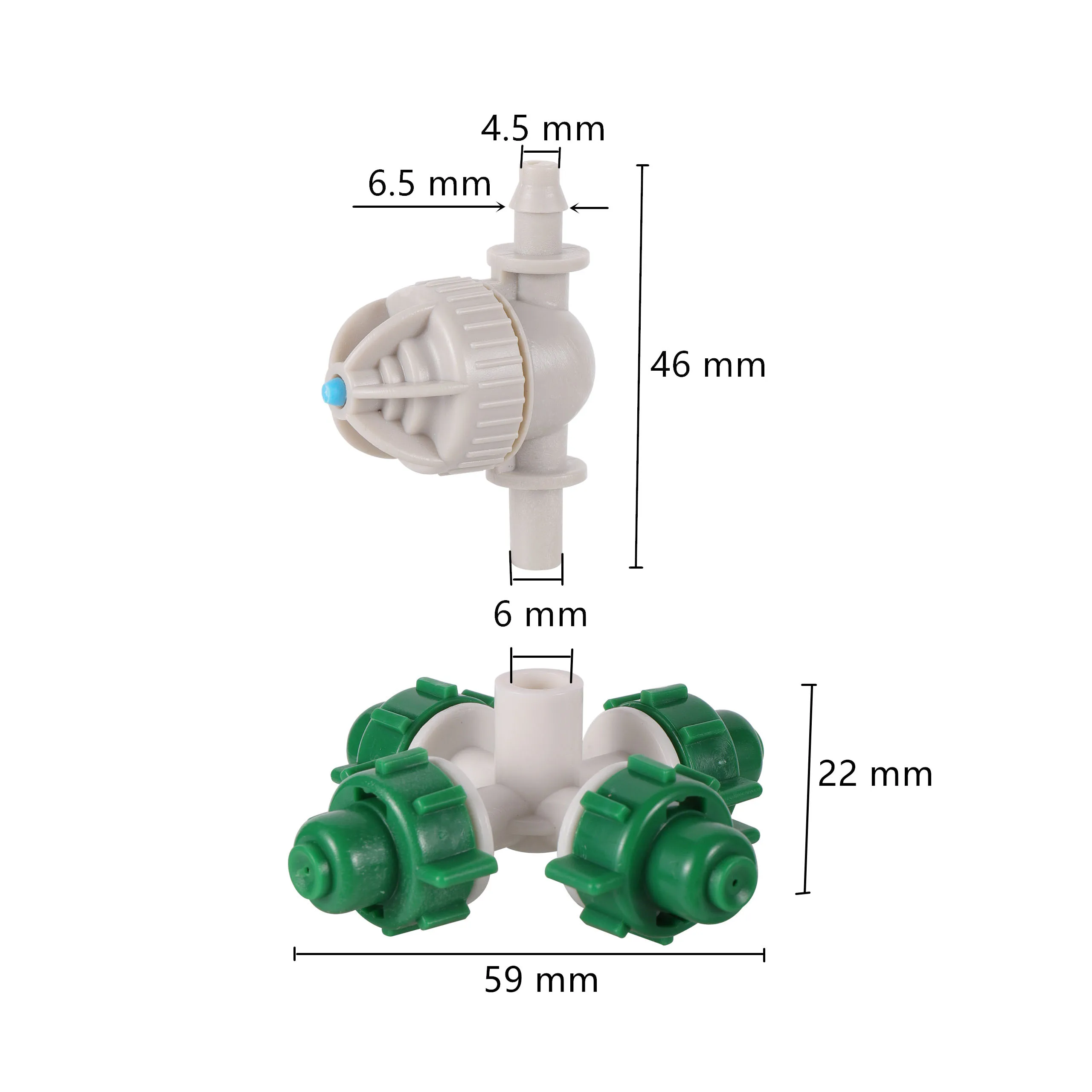 5 Set Micro Water Spray Suit Atomization Nozzle Greenhouse Sprinkling Irrigation System Fittings Anti-drip 1/4''  barb connector