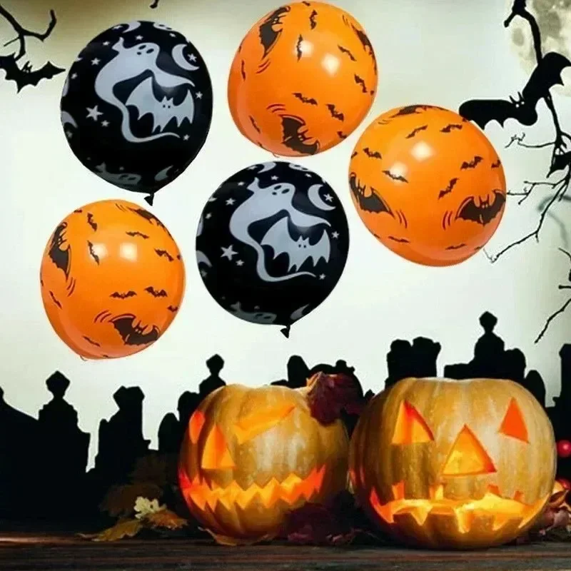 Balon Halloween, balon lateks, kerangka labu, warna-warni, Aksesori dekorasi pesta Bar Halloween, mainan anak-anak kreatif